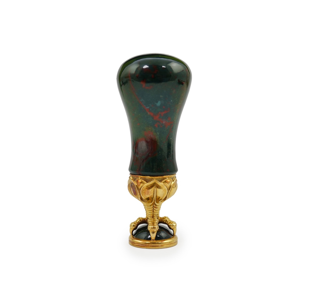 A fine gold-mounted bloodstone seal, mid 19th century